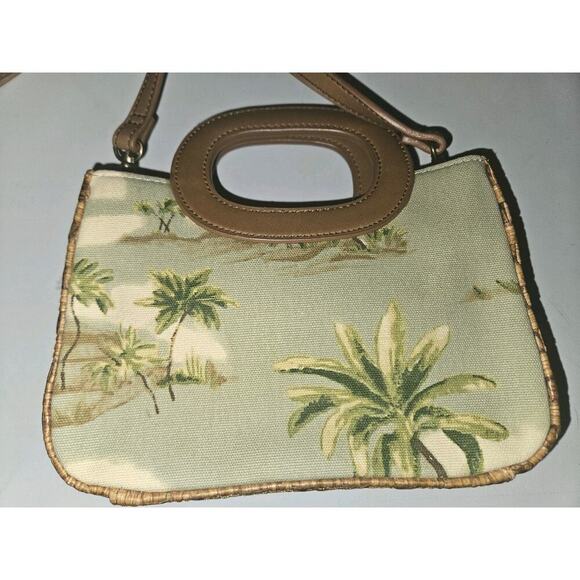 Fossil Oasis Mini Crossbody Tropical Leather Woven EUC 8x5.5x2.5 - Picture 8 of 13